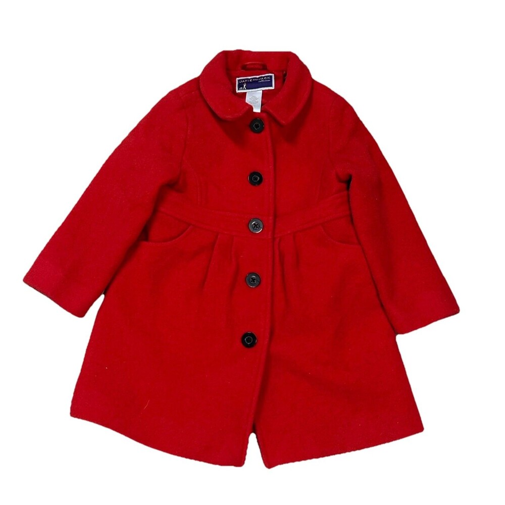 Janie and Jack Wool Coat Bradbury Red 2021 Girls Jacket Size 2T -3